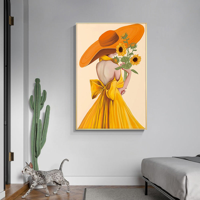 Yellow Hat Girl 5d diy diamond painting full drill NO FRAME  M8640