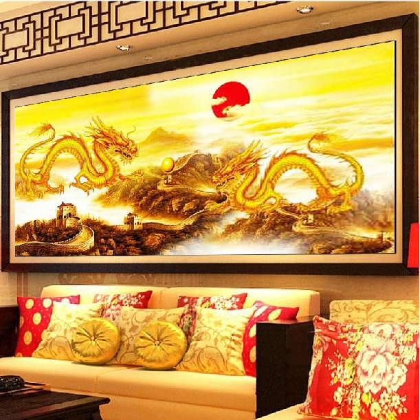 120x50CM-Gold Dragon- DIY 5D full Diamond Painting NO FRAME A9700