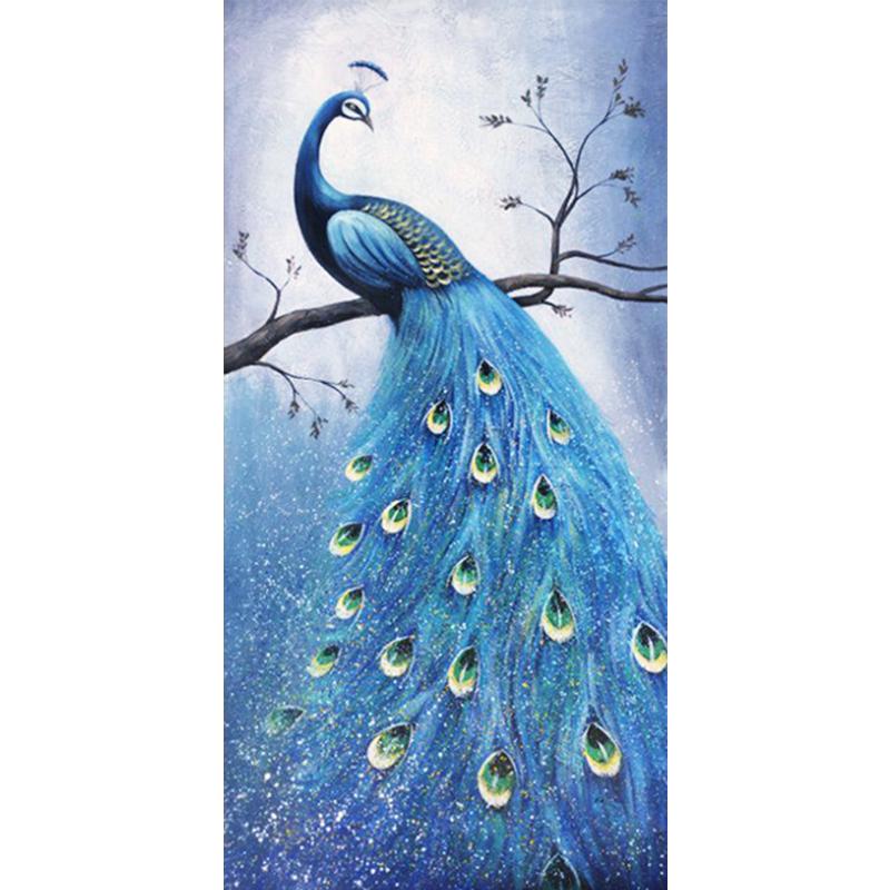 60X110CM-Blue Peacock 5D Full Diamond Painting DIY M5333