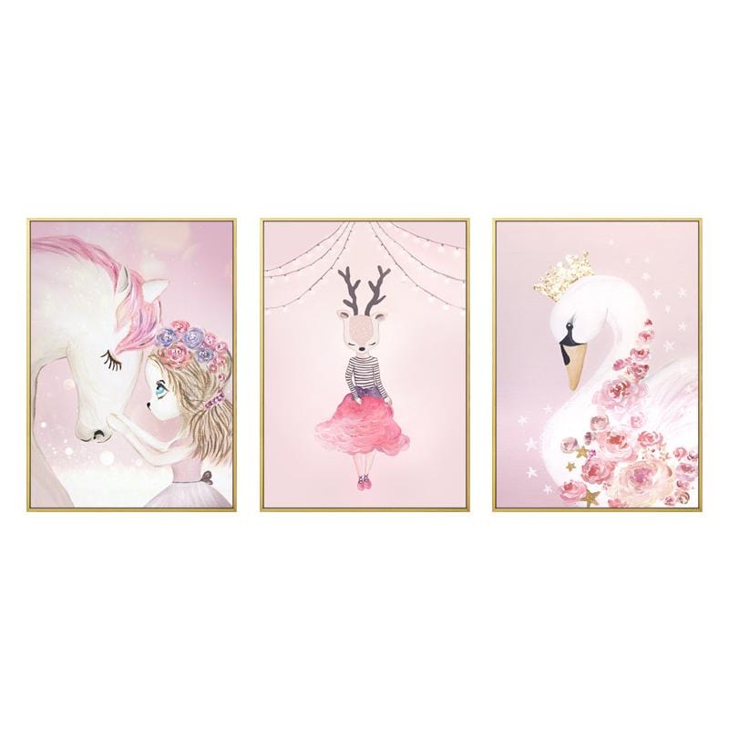 120x60CM （3pcs-each 40*60cm） 5d diamond painting no frame-Pink cartoon