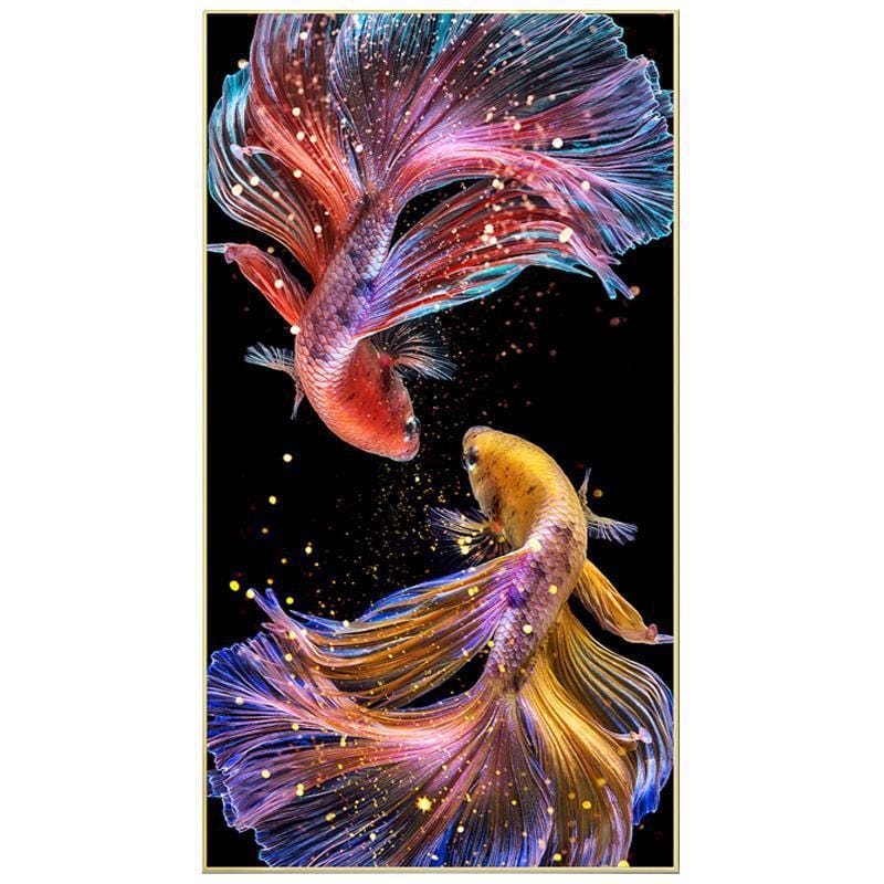 60x100CM-2Gold Fish- 5DDiamond Painting DIY Pictures Full Drilled A9918