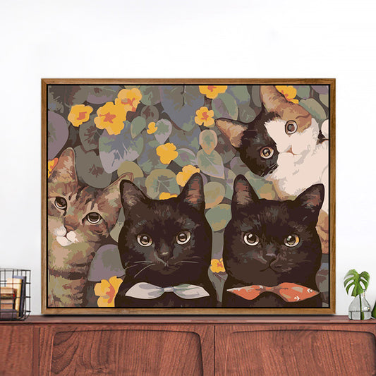 Cat 06 No Framed DIY Oil Painting By Numbers Canvas Wall Art For Living Room Home Decor 40*50CM