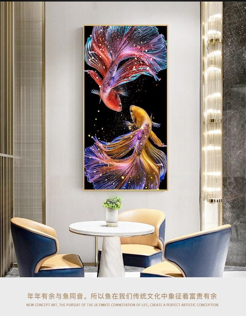 60x100CM-2Gold Fish- 5DDiamond Painting DIY Pictures Full Drilled A9918