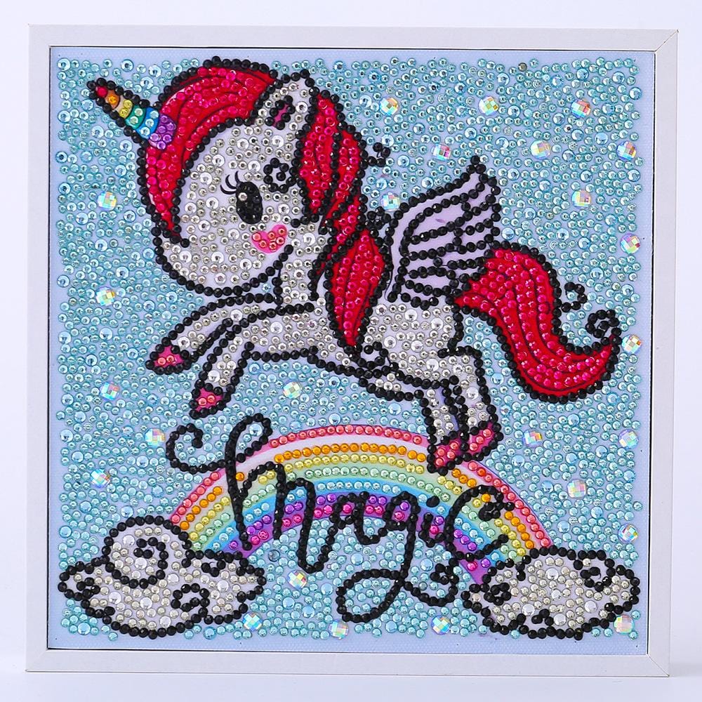 20X20CM Unicorn with frame 5D Kids Diamond Painting