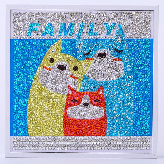 20X20CM Family with frame 5D Kids Diamond Painting