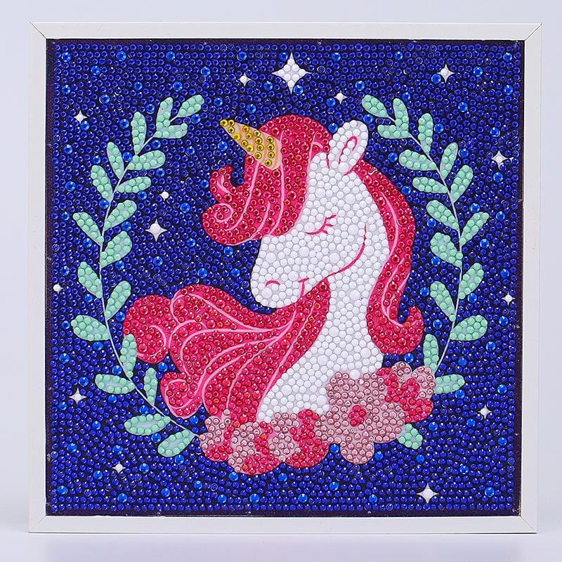 20X20CM Unicorn with frame 5D Kids Diamond Painting