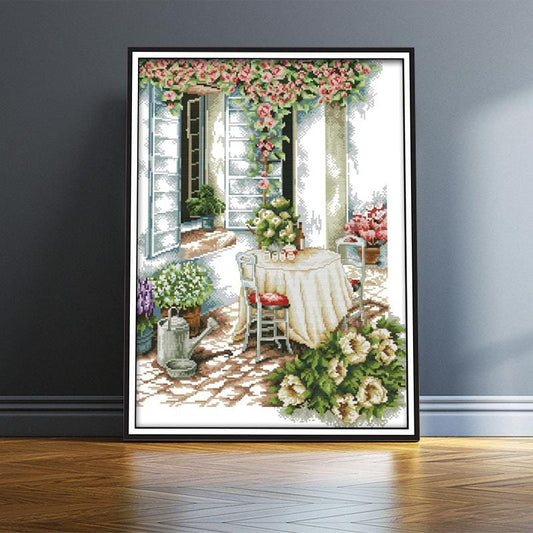 Summer Afternoon Cross Stitch Kits 11CT Stamped Full Range of Embroidery Starter Kit for Beginners Pre-Printed Pattern