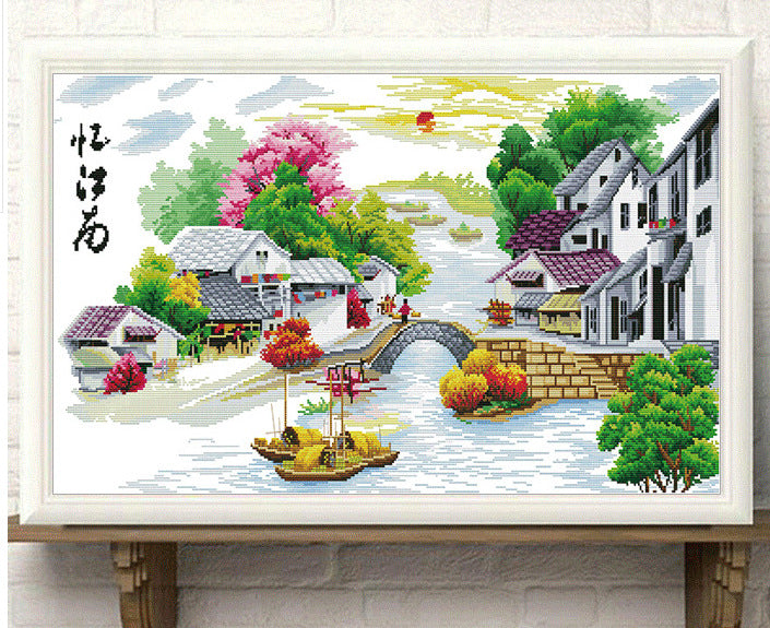 70x50CM-Town - DIY 5D full Diamond Painting NO FRAMED