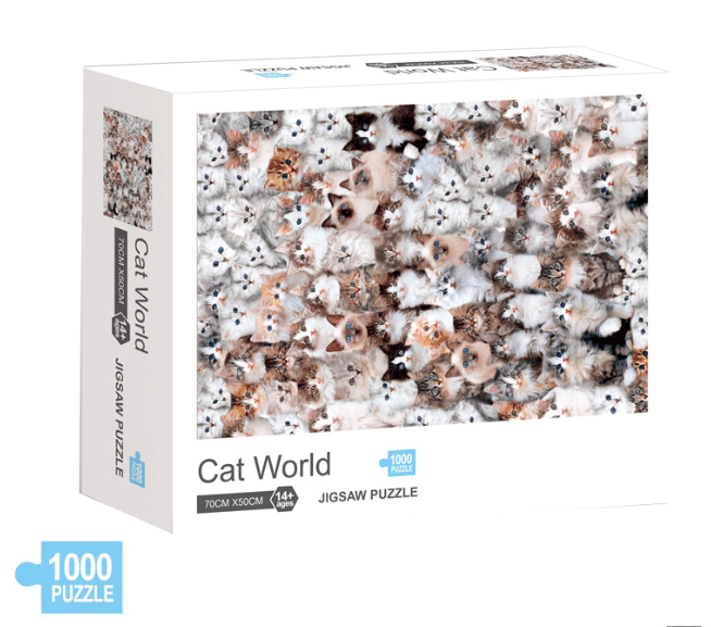 1000 Pieces DIY Adult Puzzle Jigsaw Puzzle Adult Educational Toys Puzzle Toy For Children's Gift-Cat world