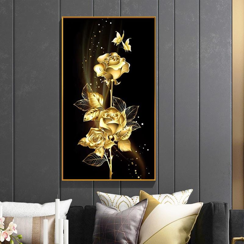 50x70CM Gold Rose Full Diamond Painting NO Frame Round diamond