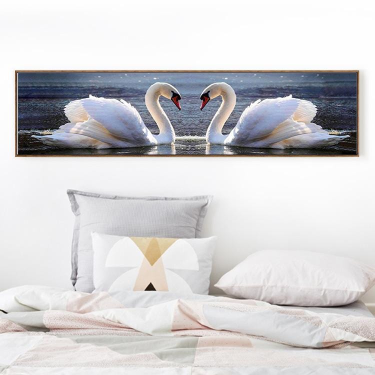 120x35cm Love Swan Cross Stitch Kits 11CT Stamped Full Range of Embroidery Starter Kit for Beginners Pre-Printed Pattern