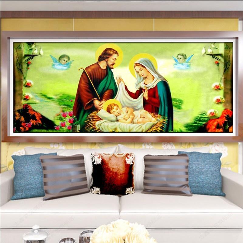 120x50CM Holly Mary family 5D Full Diamond Painting DIY Pictures