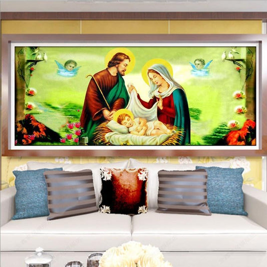 120x50CM Holly Mary family 5D Full Diamond Painting ONLY 1PCS LEFT
