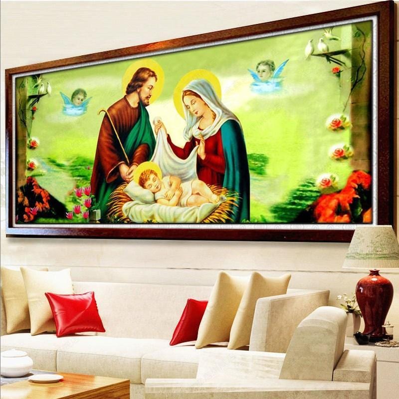 120x50CM Holly Mary family 5D Full Diamond Painting DIY Pictures