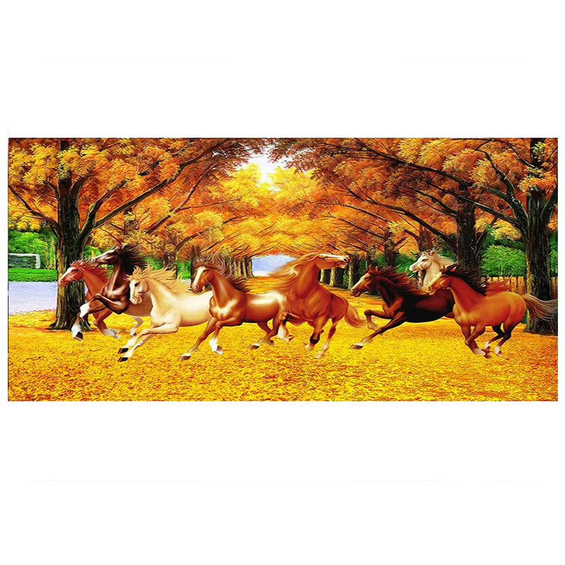 100x40CM 8 Horse 5D Full Diamond Painting DIY Pictures A9775