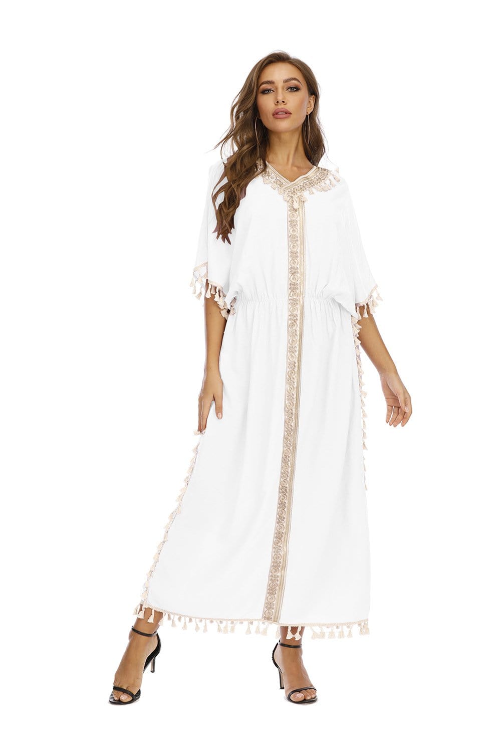 Women's Dress V Neck Tasse Waistline Long Dress