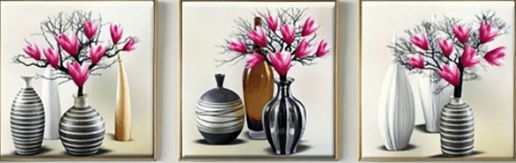 150x50CM 3PCS-Magnolia and vase 5D Full Diamond Painting NO Frame Round beads M4070