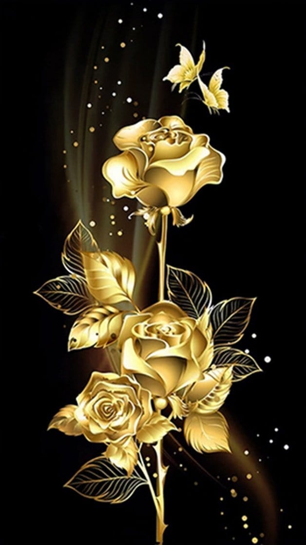 50x70CM Gold Rose Full Diamond Painting NO Frame Round diamond