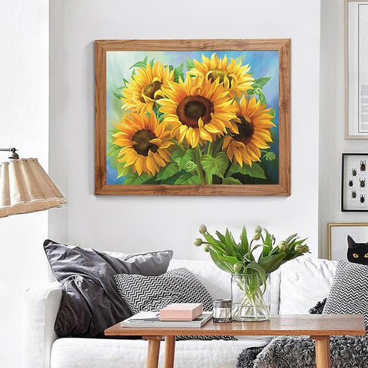 60x45cm Sunflower Cross Stitch Kits 11CT Stamped Full Range of Embroidery Starter Kit for Beginners Pre-Printed Pattern