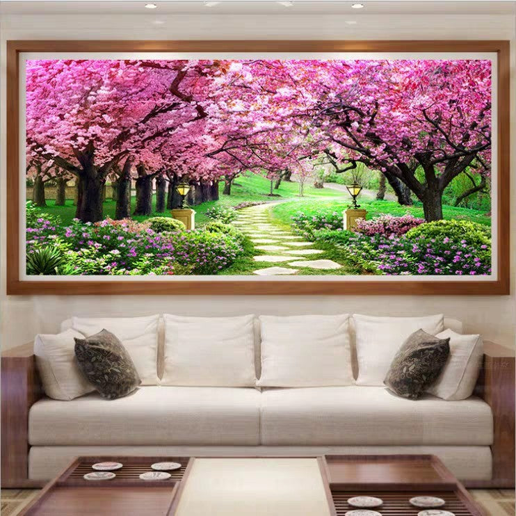 120x50CM  cherry blossom  5D Full Diamond no frame