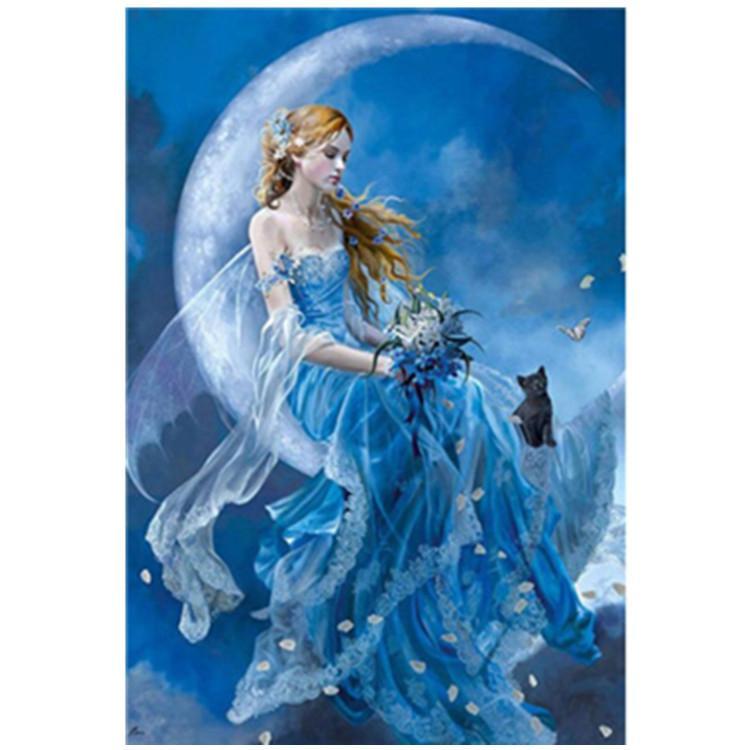 60x80CM Moon Gril Full Diamond Painting NO Frame Round diamond