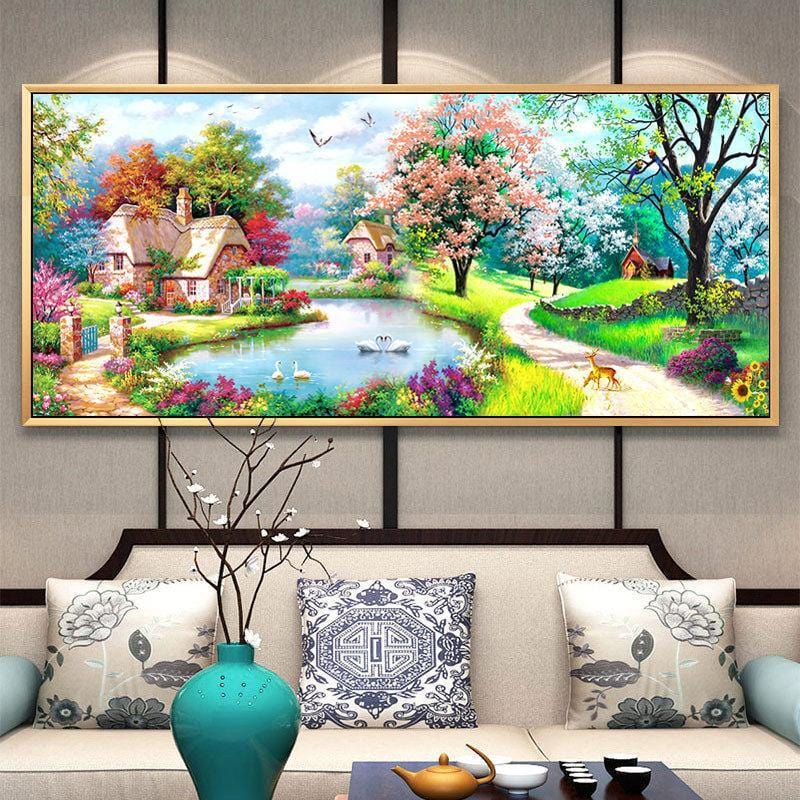 170x90CM Garden 5D Full Diamond Painting DIY Pictures