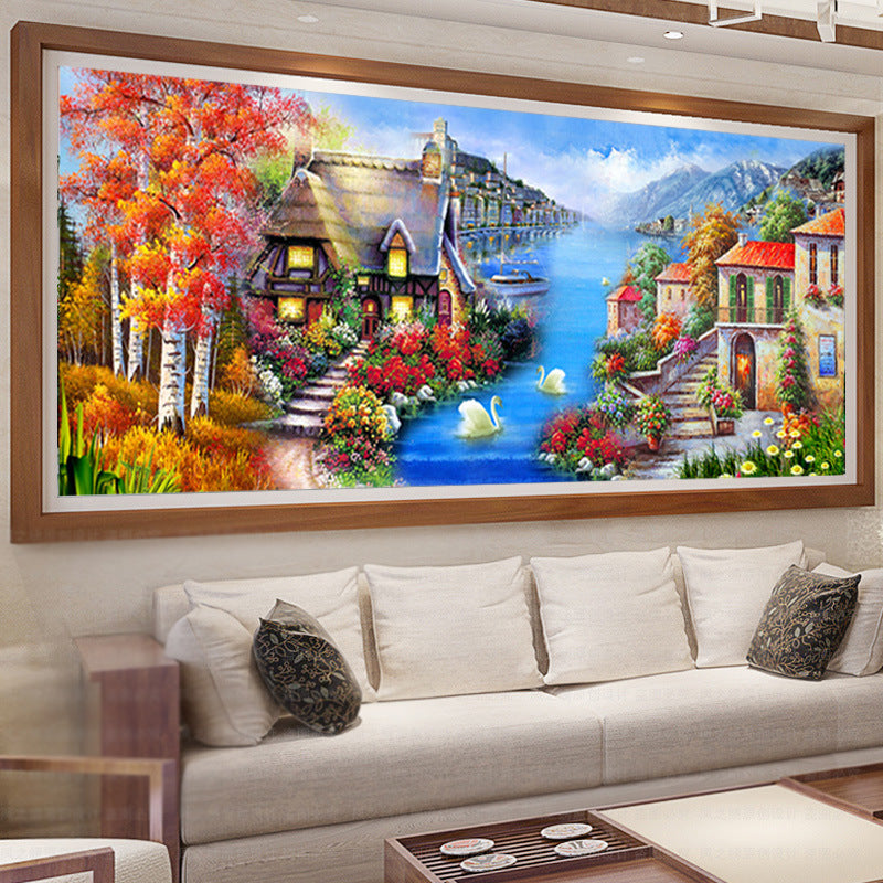 120x50cm Swan seaside 5d diy diamond painting full drill NO FRAME M0983