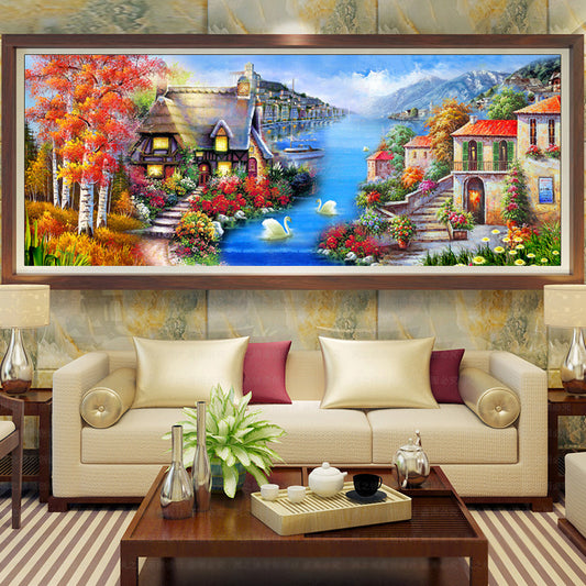 120x50cm Swan seaside 5d diy diamond painting full drill NO FRAME M0983