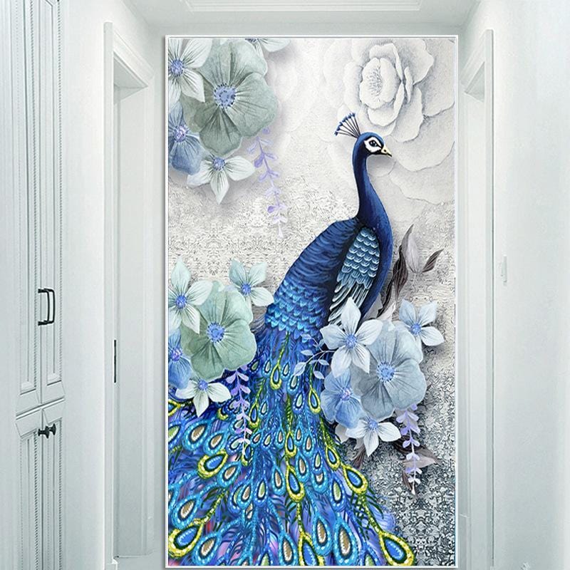 50x80CM blue peacock 5D Full Diamond Painting NO FRAME