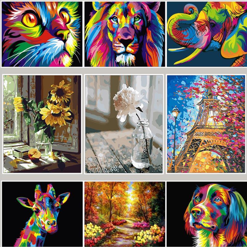 Animal No Framed DIY Oil Painting By Numbers Canvas Wall Art For Living Room Home Decor 40x50cm