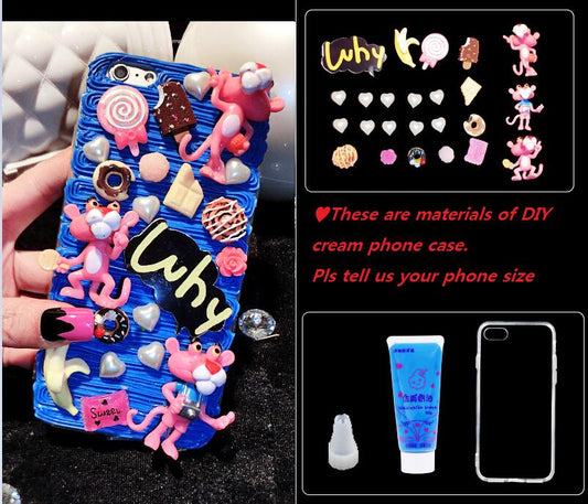 Pink Panther Handmade Cream Glue Diy Phone Case