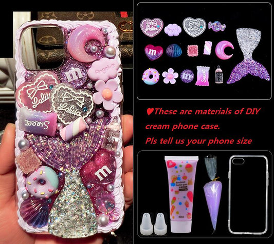 Mermaid Handmade Cream Glue Diy Phone Case tool set