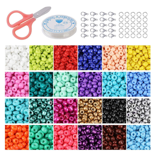24 Colors Glass Seed Beads for Jewelry Making, DIY Crafting