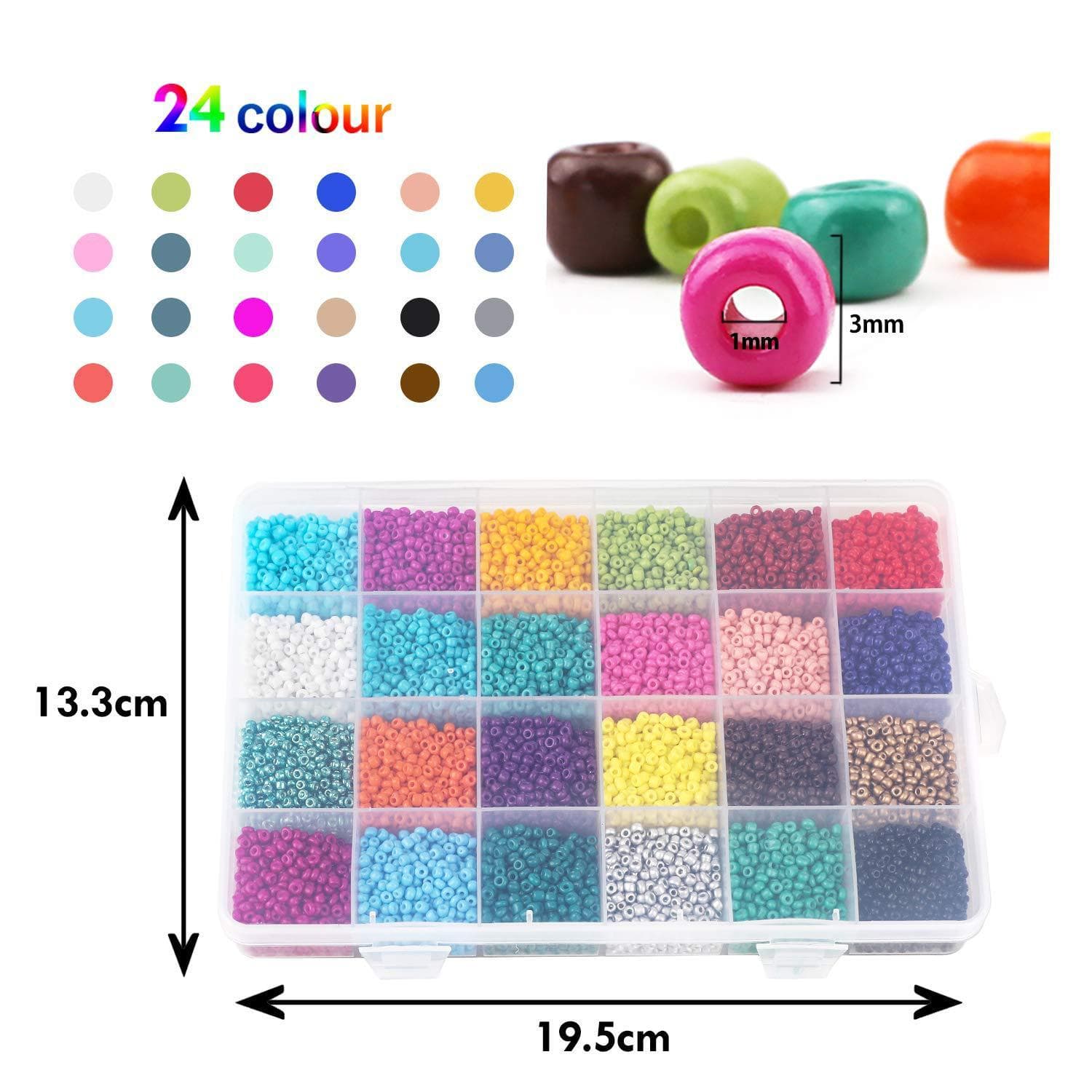 24000 Pieces Beads for Threading Adults, 24 Colours Jewellery Making Set,  Glass Beads Set, Glass Beads for Threading Jewellery Bracelets DIY DIY  Bracelet : : Home & Kitchen