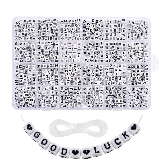 1200 Pieces White Round Acrylic Alphabet Letter"A-Z" Beads Round Acrylic Single Letter Beads for DIY Bracelet Necklace Accessories