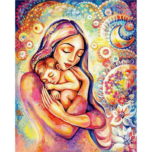 60x70CM-Mom and baby- DIY 5D full Diamond Painting