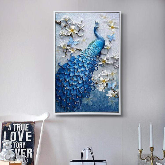 100x60cm Blue Peacock Cross Stitch Kits 11CT Stamped Full Range of Embroidery Starter Kit for Beginners Pre-Printed Pattern