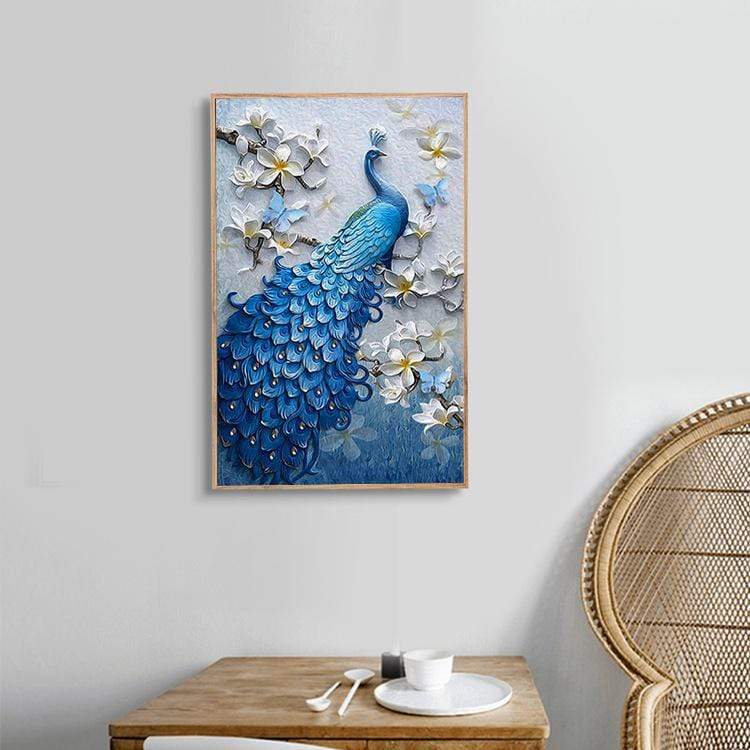 100x60cm Blue Peacock Cross Stitch Kits 11CT Stamped Full Range of Embroidery Starter Kit for Beginners Pre-Printed Pattern