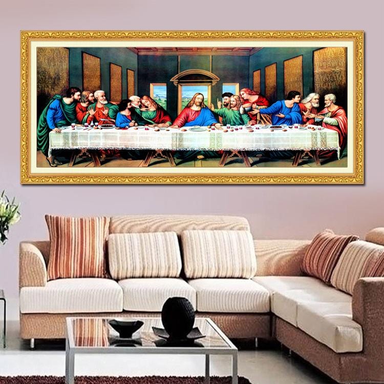 150x60cm or 200X80cm Last supper Cross Stitch Kits 11CT Stamped Full Range of Embroidery Starter Kit for Beginners Pre-Printed Pattern