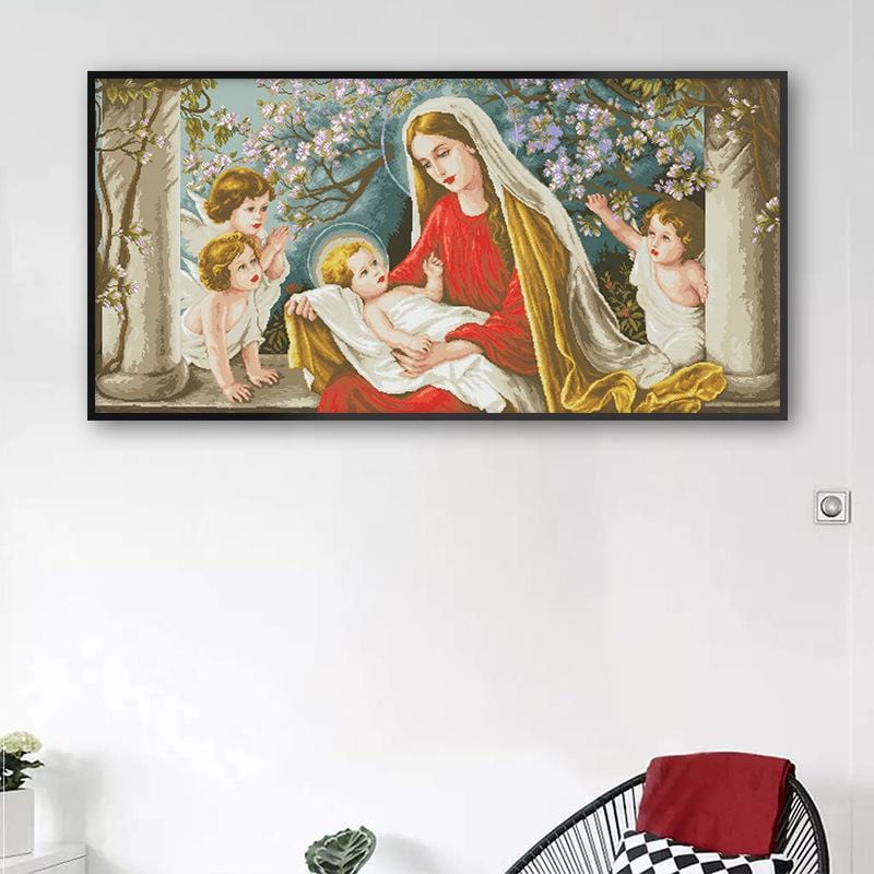 118X62cm Madonna dell Granduca Cross Stitch Kits 11CT Stamped Full Range of Embroidery Starter Kit for Beginners Pre-Printed Pattern