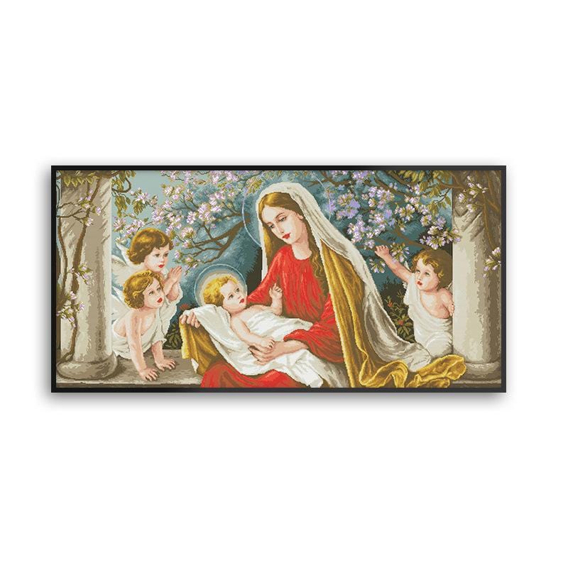 118X62cm Madonna dell Granduca Cross Stitch Kits 11CT Stamped Full Range of Embroidery Starter Kit for Beginners Pre-Printed Pattern