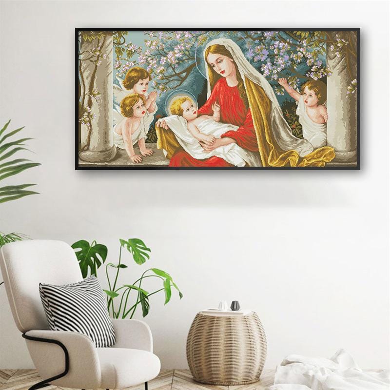 118X62cm Madonna dell Granduca Cross Stitch Kits 11CT Stamped Full Range of Embroidery Starter Kit for Beginners Pre-Printed Pattern