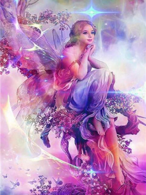 60x80CM Butterfly girl  Full Diamond Painting NO Frame Round diamond