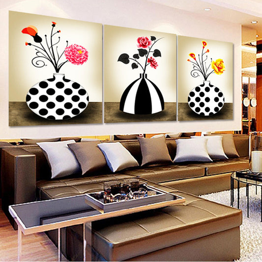 120x60cm black and white vase  5d diy diamond painting full drill NO FRAME