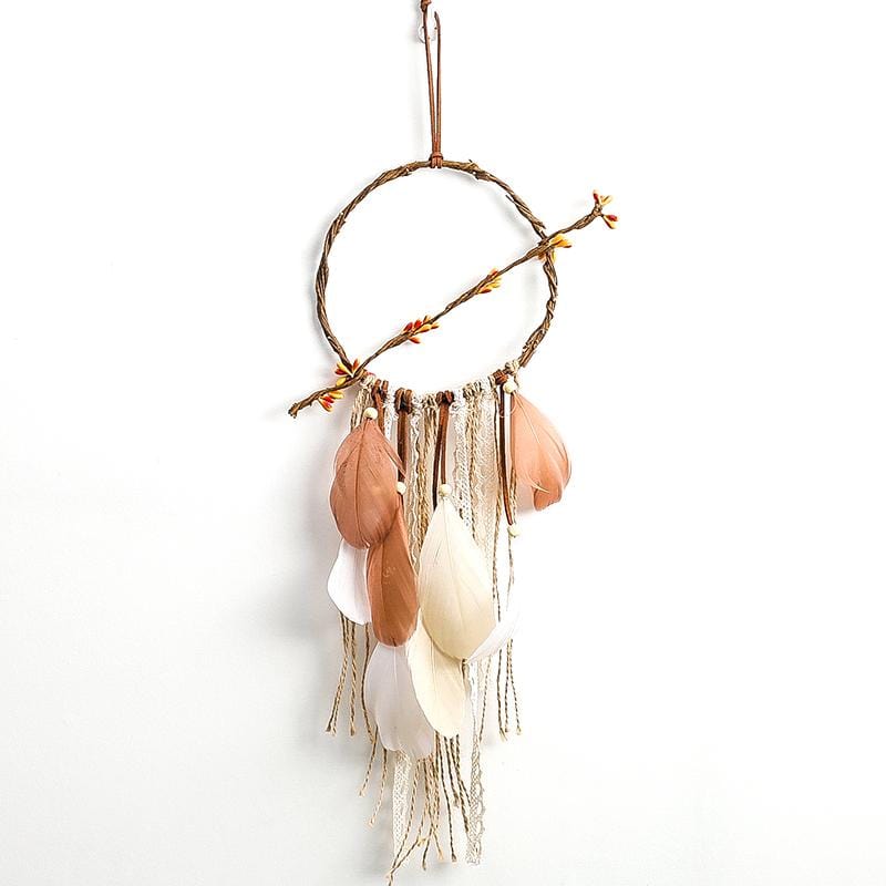 Handmade Dream Catcher With Light Room Decor Feather Weaving Wind Chimes Religious Mascot