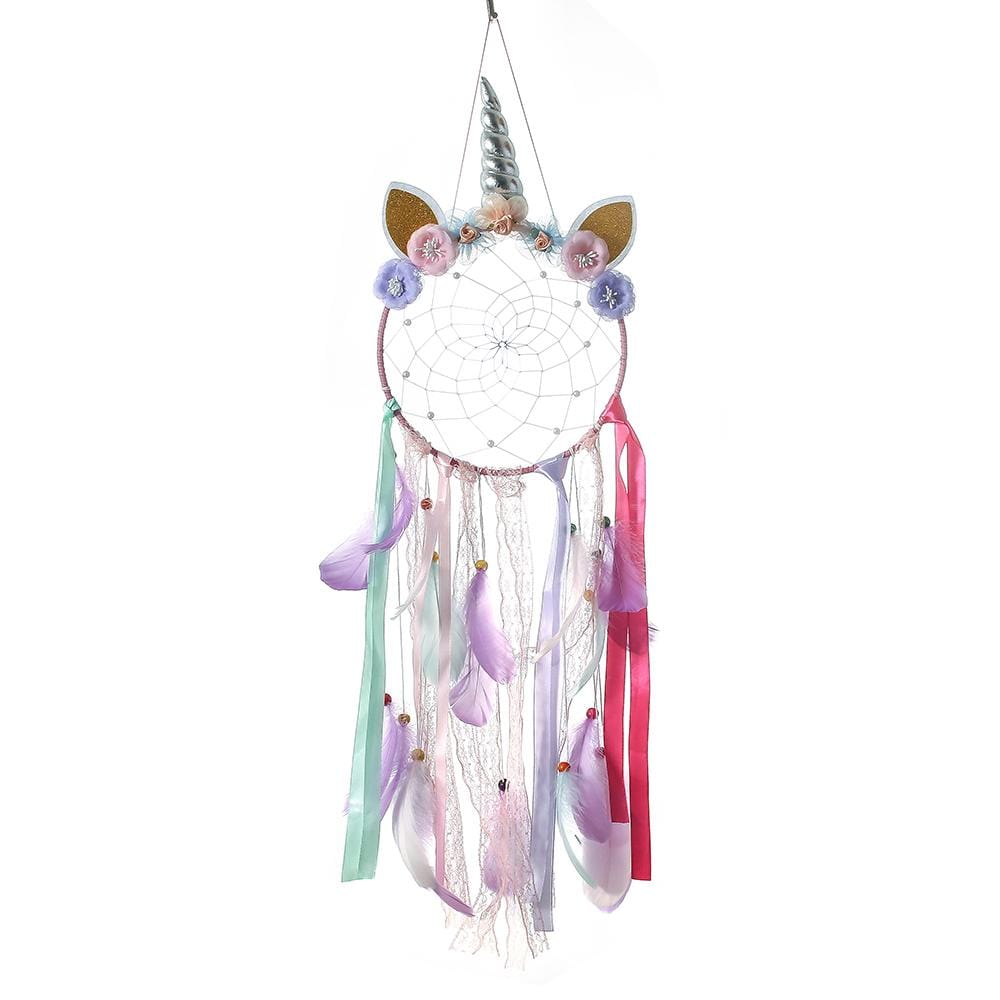 Handmade Dream Catcher With Light Room Decor Feather Weaving Wind Chimes Religious Mascot