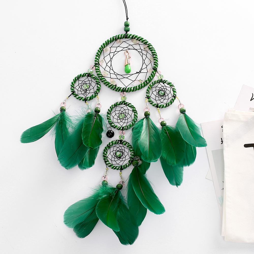 Handmade Dream Catcher With Light Room Decor Feather Weaving Wind Chimes Religious Mascot