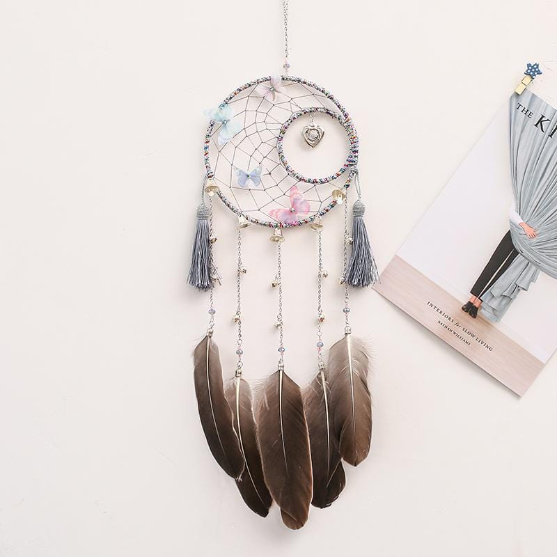 Handmade Dream Catcher With Light Room Decor Feather Weaving Wind Chimes Religious Mascot