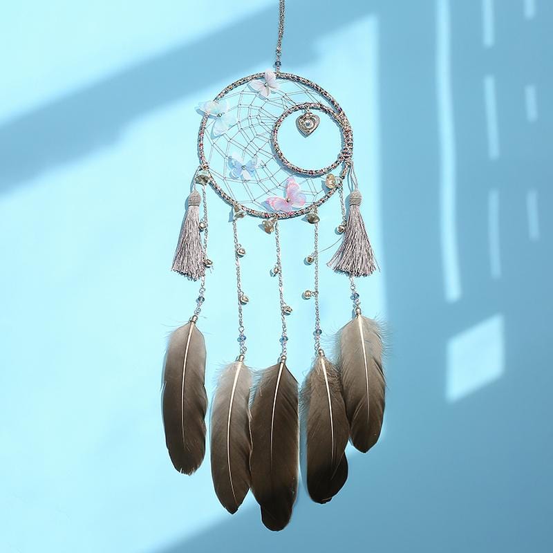 Handmade Dream Catcher With Light Room Decor Feather Weaving Wind Chimes Religious Mascot