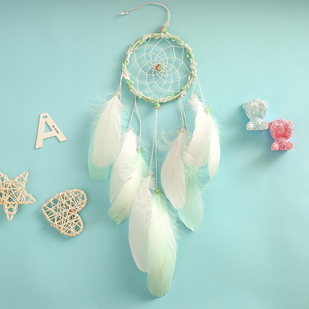 Handmade Dream Catcher With Light Room Decor Feather Weaving Wind Chimes Religious Masco